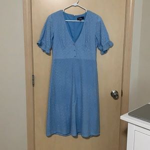 Lulus Blue Midi Eyelet Dress